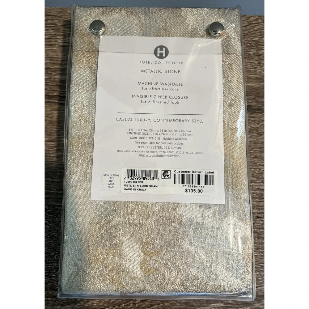 Hotel Collection Euro Pillow 1-Sham Metallic Stone 26